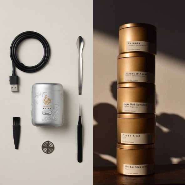 Coffret complet 5 bakhoor et diffuseur electrique 