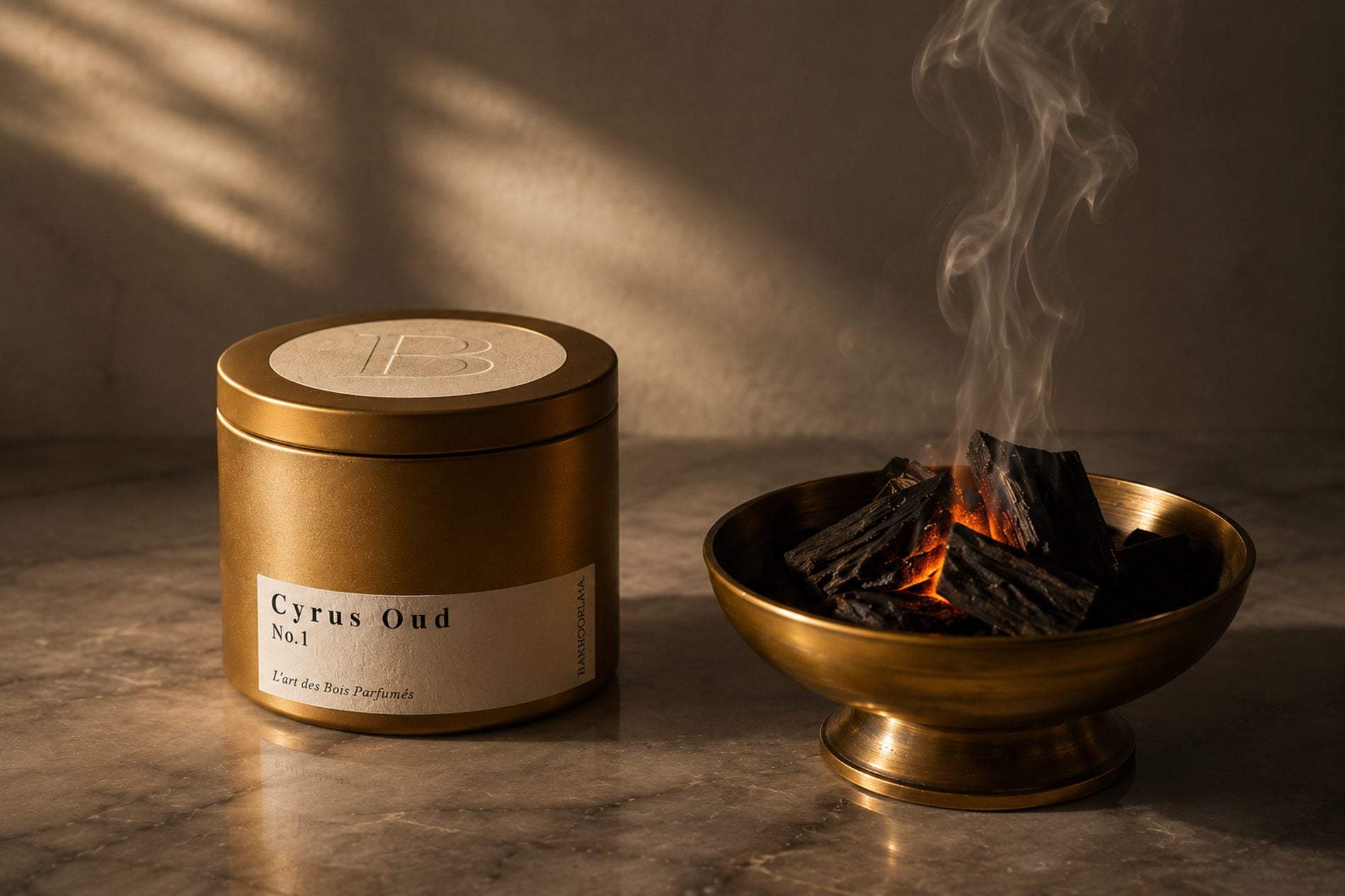 Pot Cyrus Oud et brasero de laiton, fumée d'encens